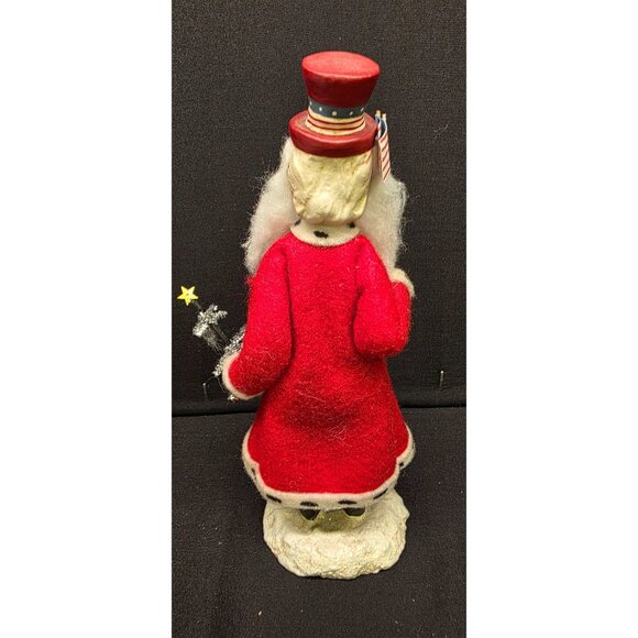 Rare Handcrafted Folk Art Patriot Santa Christmas Figure by Bethany Lowe - Picture 4 of 8